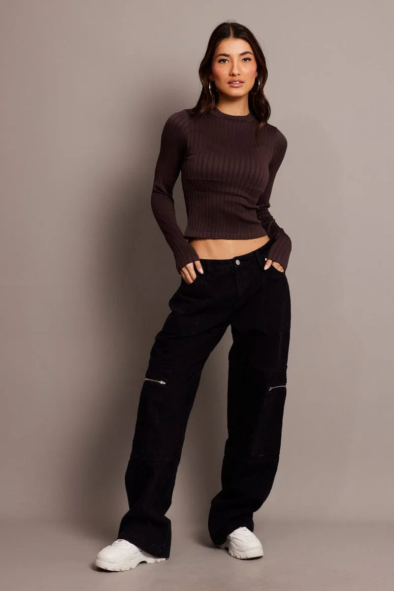 Brown Top Long Sleeve High Neck Seamless sold by Ally Fashion product image thumbnail 2