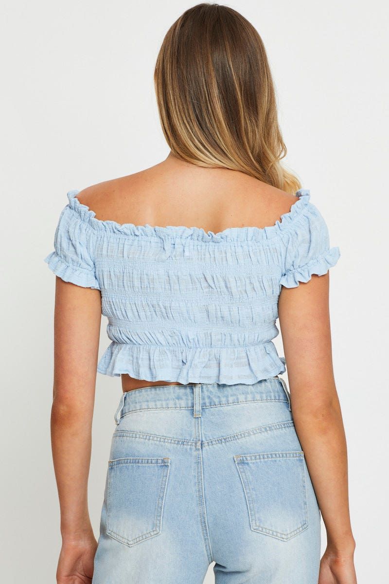 Blue Crop T Shirt Short Sleeve sold by Ally Fashion product image thumbnail 5