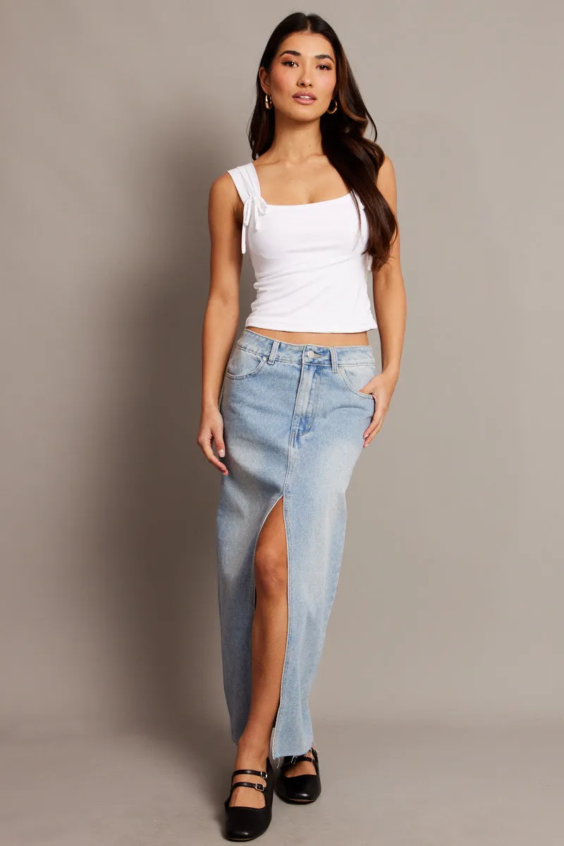 White Crop Top Square Neck With Ribbons sold by Ally Fashion product image thumbnail 3