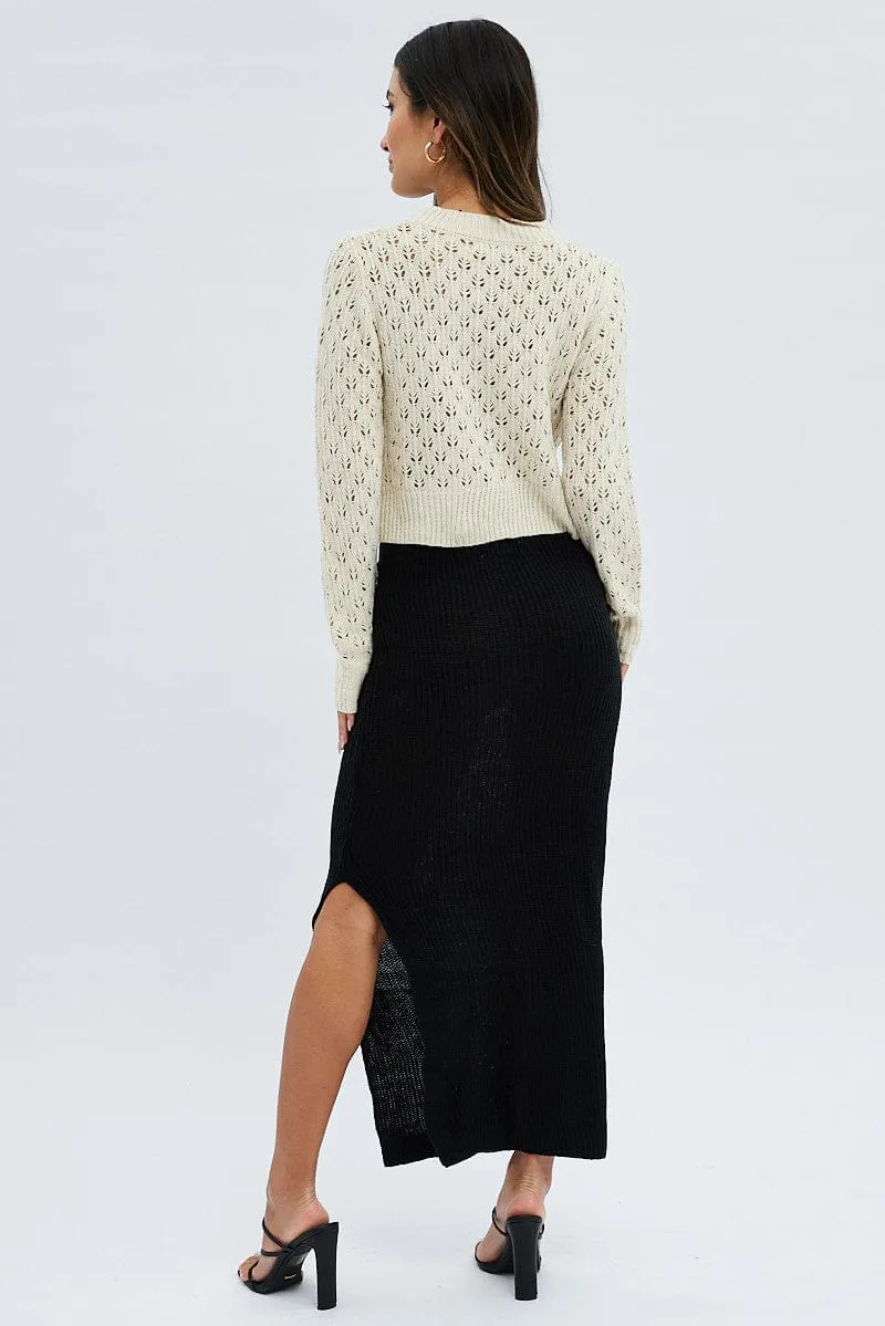Black Knit Midi Skirt sold by Ally Fashion product image thumbnail 5