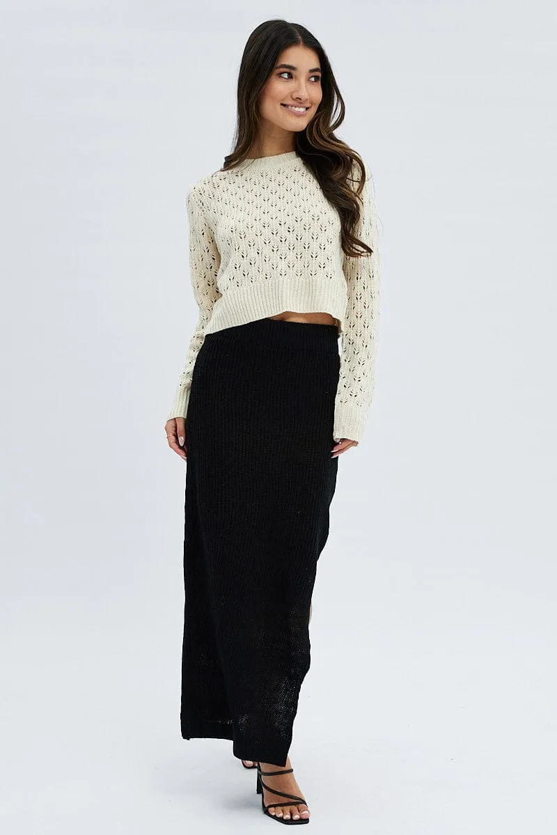 Black Knit Midi Skirt sold by Ally Fashion product image thumbnail 3