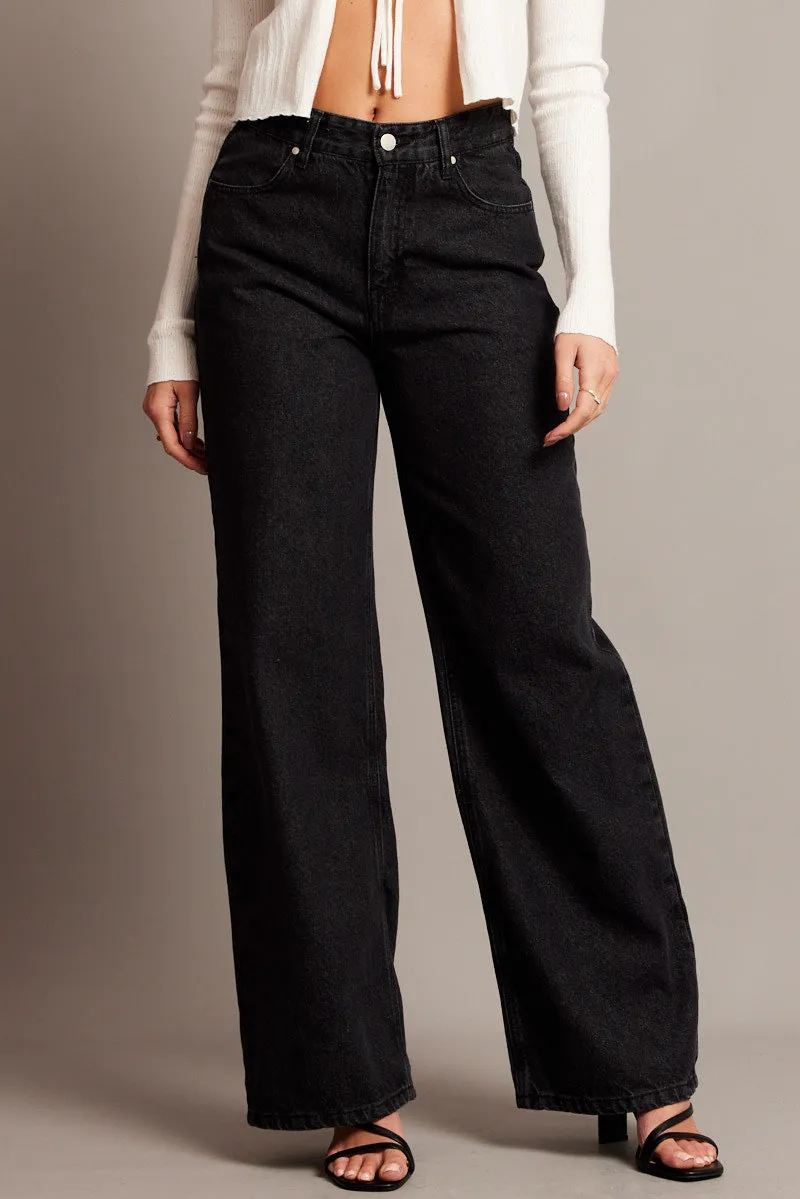 Grey Wide Leg Jean Mid Rise sold by Ally Fashion product image thumbnail 3