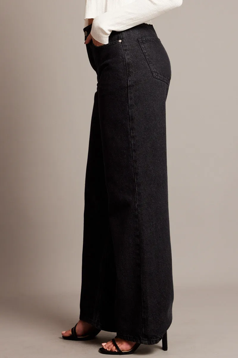 Grey Wide Leg Jean Mid Rise sold by Ally Fashion product image thumbnail 4