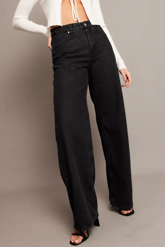 Grey Wide Leg Jean Mid Rise sold by Ally Fashion