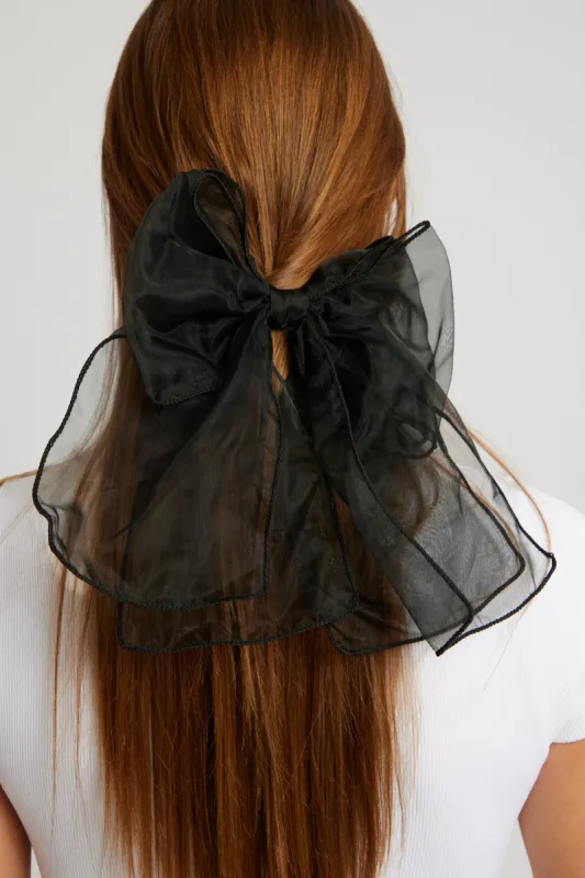 Black Oversized Organza Bow Hair Clip sold by Ally Fashion