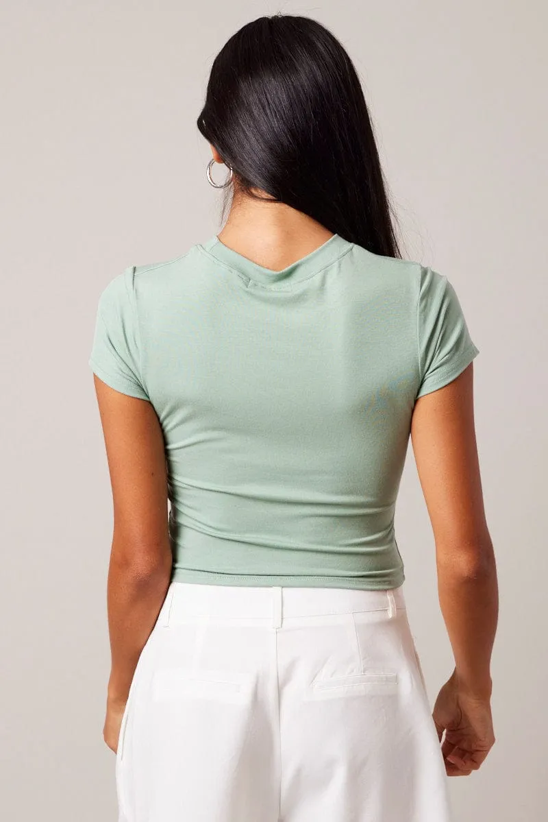 Green T Shirt Short Sleeve Crew Neck sold by Ally Fashion product image thumbnail 5