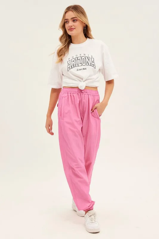 Pink Parachute Cargo Pants Mid Rise sold by Ally Fashion