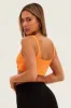 Orange Crop Top Sleeveless Sweetheart Twist Front Rib sold by Ally Fashion