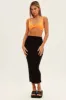 Orange Crop Top Sleeveless Sweetheart Twist Front Rib sold by Ally Fashion