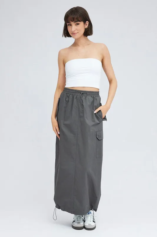 Grey Parachute Skirt Maxi sold by Ally Fashion