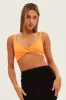 Orange Crop Top Sleeveless Sweetheart Twist Front Rib sold by Ally Fashion