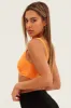 Orange Crop Top Sleeveless Sweetheart Twist Front Rib sold by Ally Fashion
