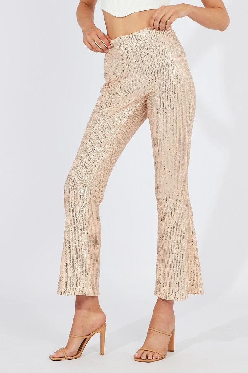 Gold Flare Leg Pants High Rise Metallic sold by Ally Fashion product image thumbnail 4