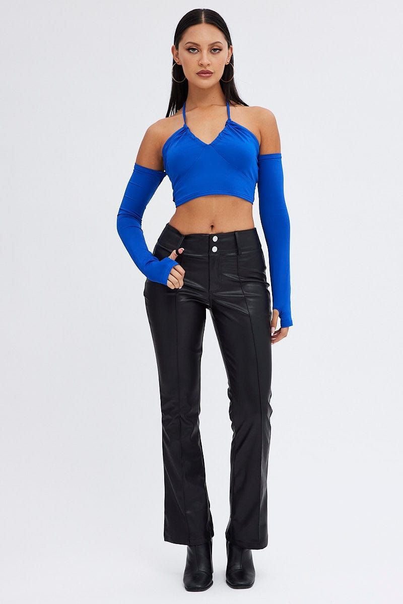 Black Flare Leg Pants Mid Rise Faux Leather sold by Ally Fashion product image thumbnail 3