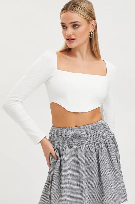 White Corset Crop Top Long Sleeve sold by Ally Fashion