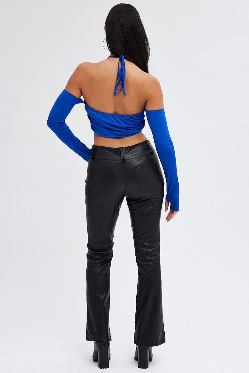 Black Flare Leg Pants Mid Rise Faux Leather sold by Ally Fashion product image thumbnail 5