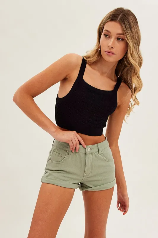 Black Singlet Top Square Neck Seamless sold by Ally Fashion