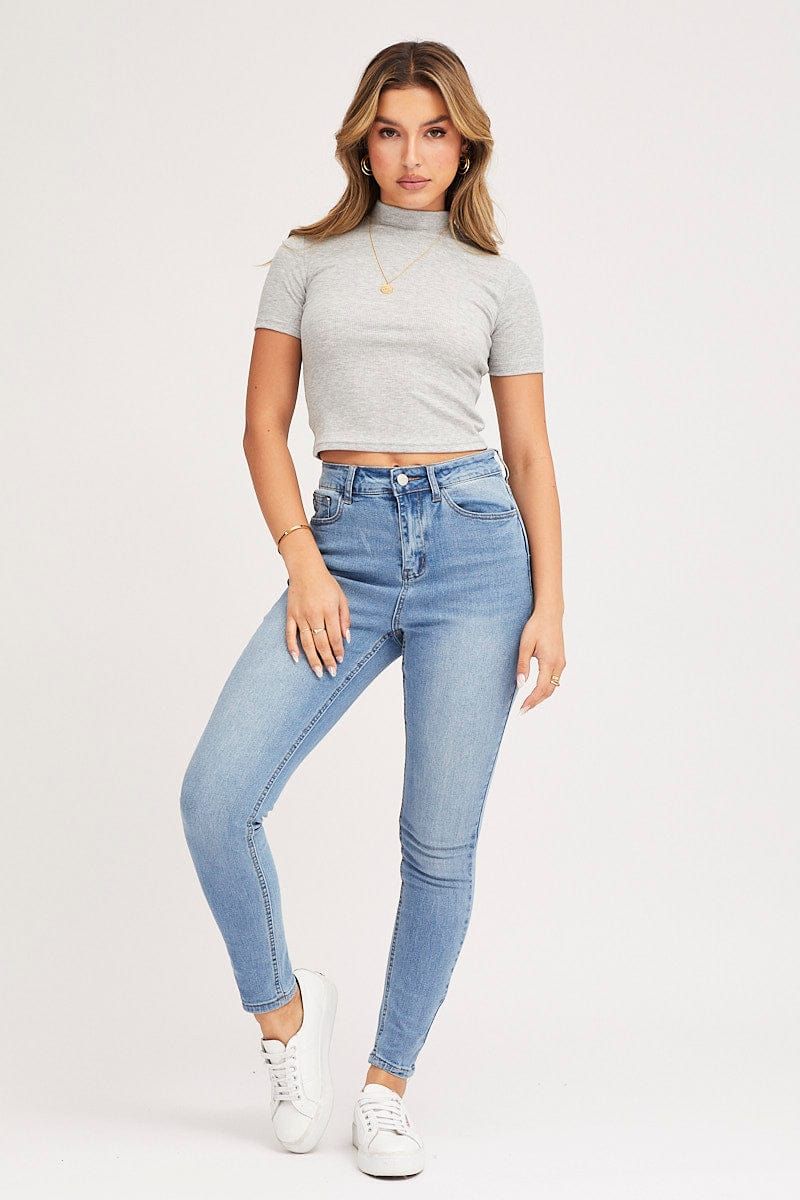 Blue High Rise Skinny Denim Jean sold by Ally Fashion product image thumbnail 3