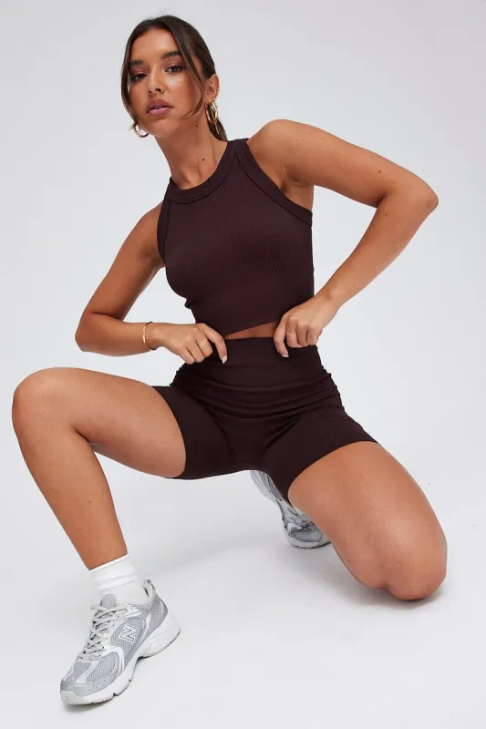 Brown Tank Top Seamless Activewear sold by Ally Fashion