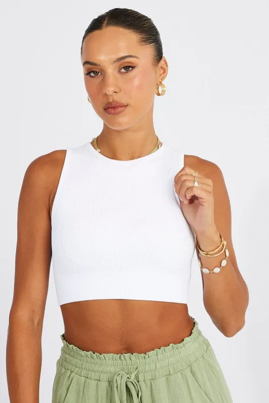 White Tank Top Crew Neck Seamless sold by Ally Fashion