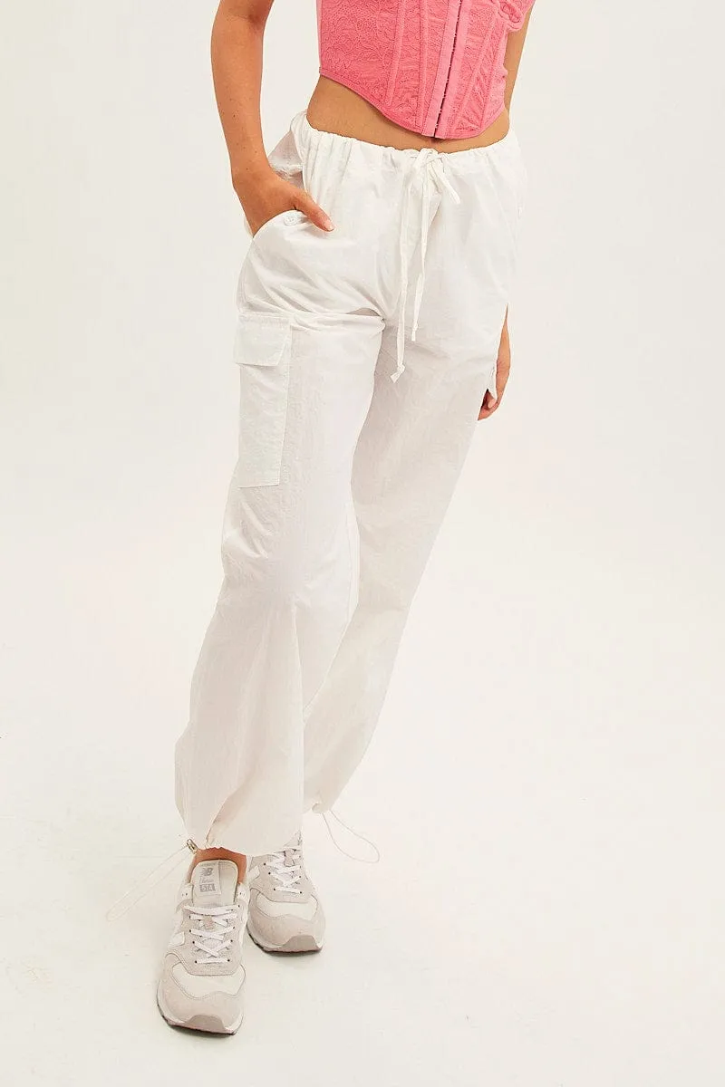 White Cargo Parachute Pants sold by Ally Fashion product image thumbnail 2