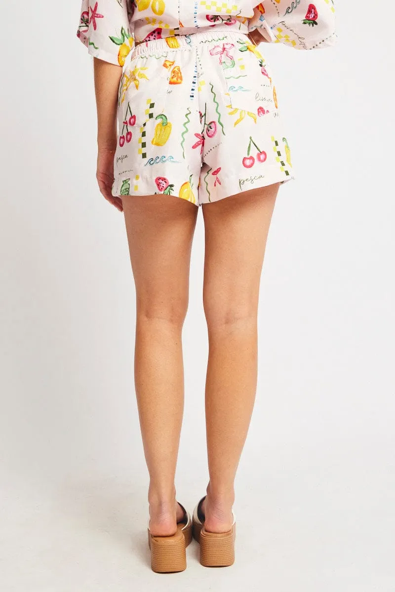 Pink Abstract Relaxed Shorts High Rise sold by Ally Fashion product image thumbnail 5