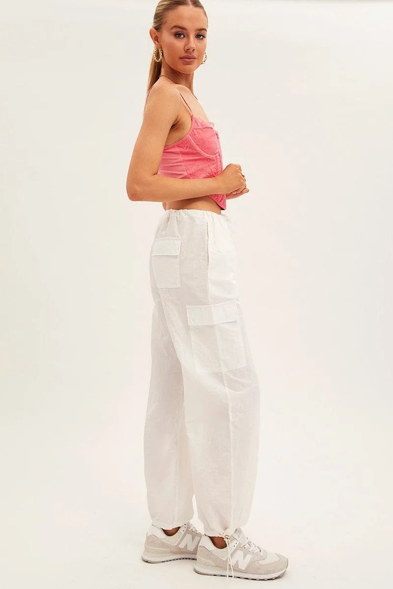 White Cargo Parachute Pants sold by Ally Fashion product image thumbnail 4
