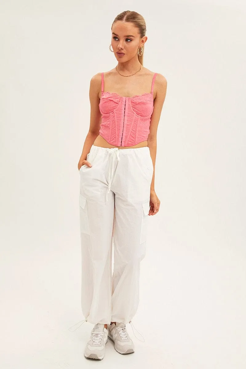 White Cargo Parachute Pants sold by Ally Fashion