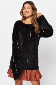 Black Oversized Fluffy Knit sold by Ally Fashion
