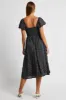 Black Ditsy Midi Dress Short Sleeve Ruched Bust sold by Ally Fashion