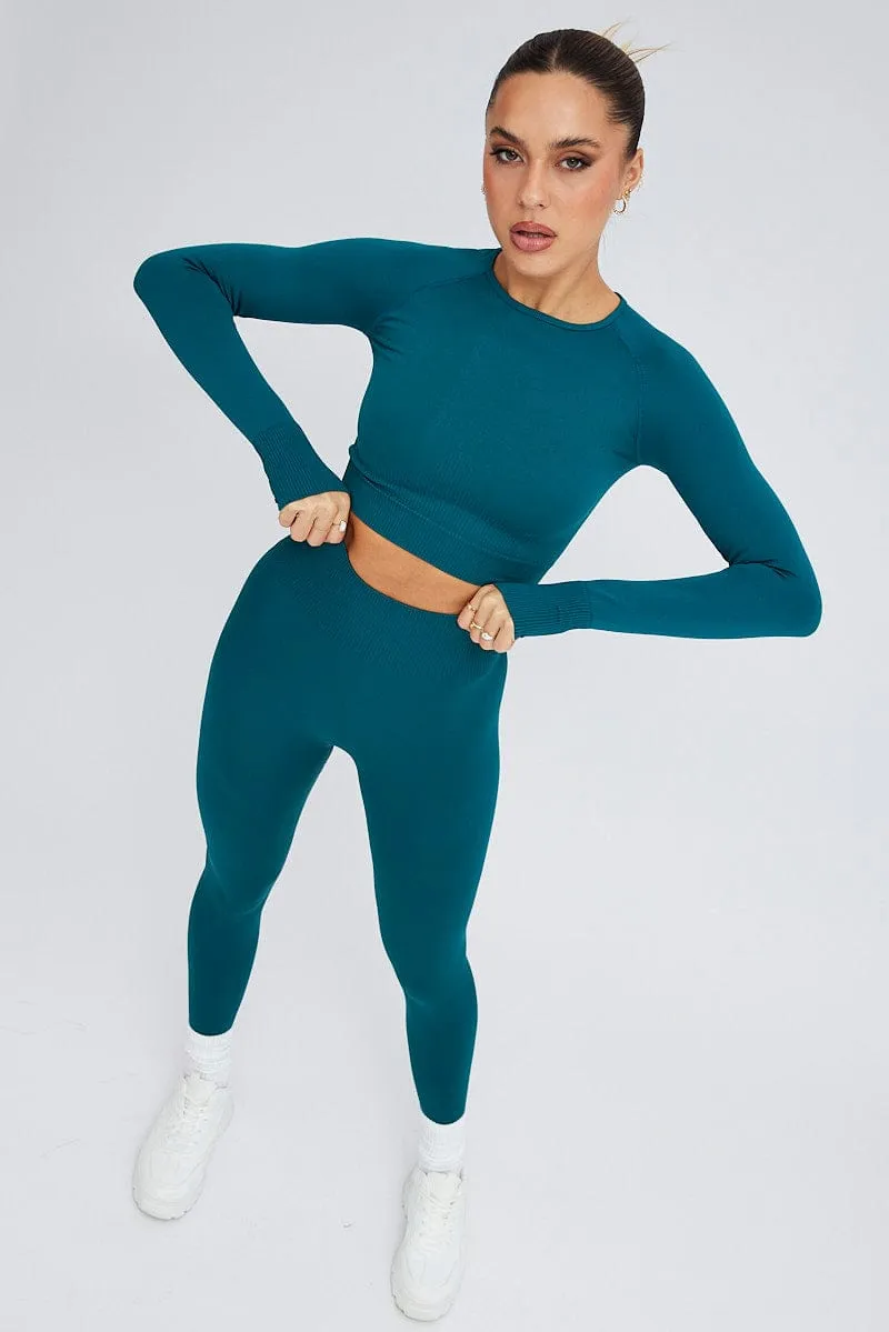 Green Seamless Top And Legging Activewear Set sold by Ally Fashion product image thumbnail 3