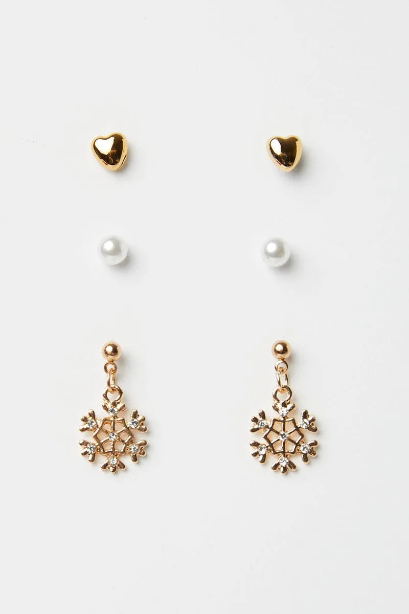 Gold Christmas Earrings Set sold by Ally Fashion