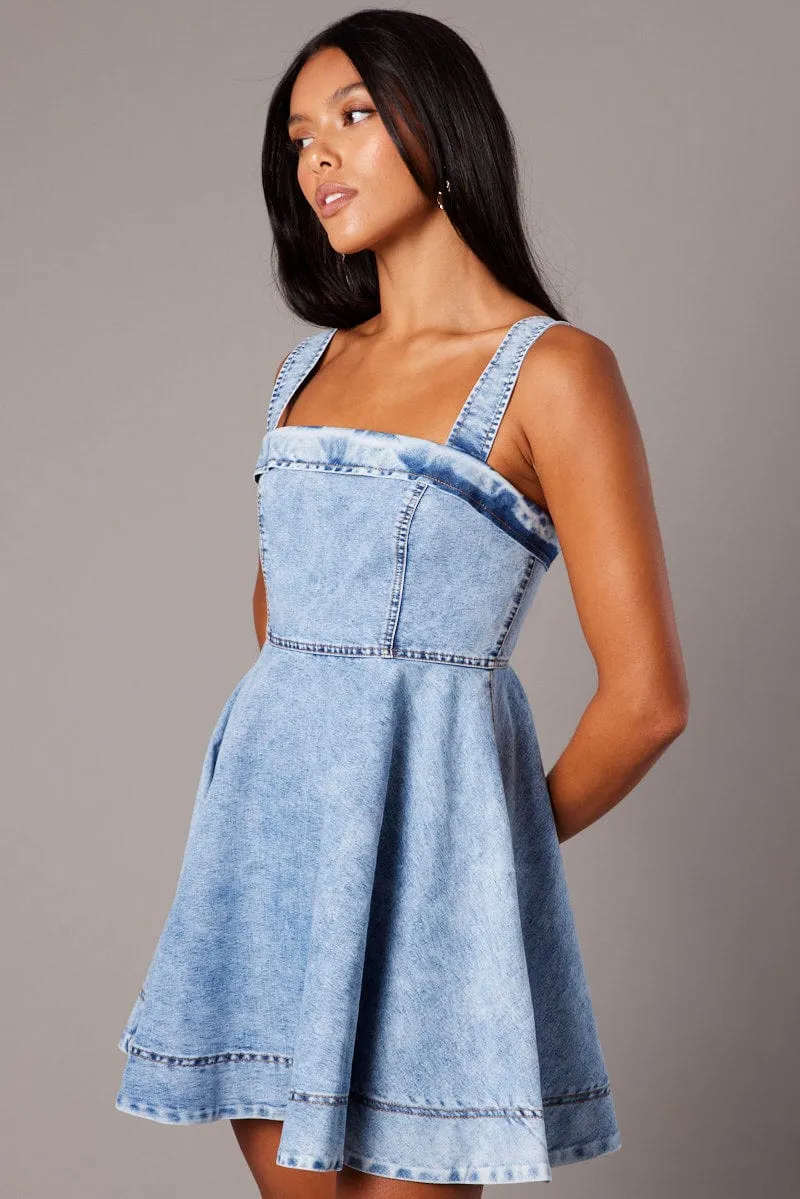 Blue Fit And Flare Dress Mini sold by Ally Fashion product image thumbnail 4