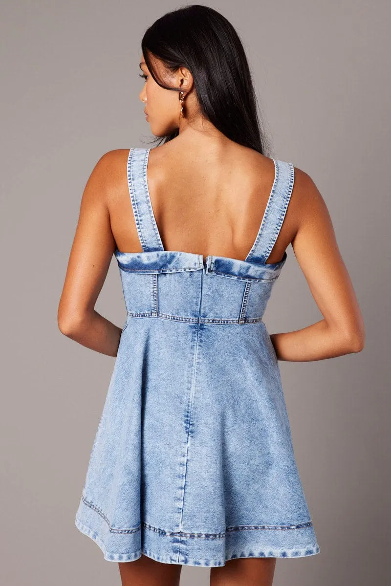 Blue Fit And Flare Dress Mini sold by Ally Fashion product image thumbnail 5