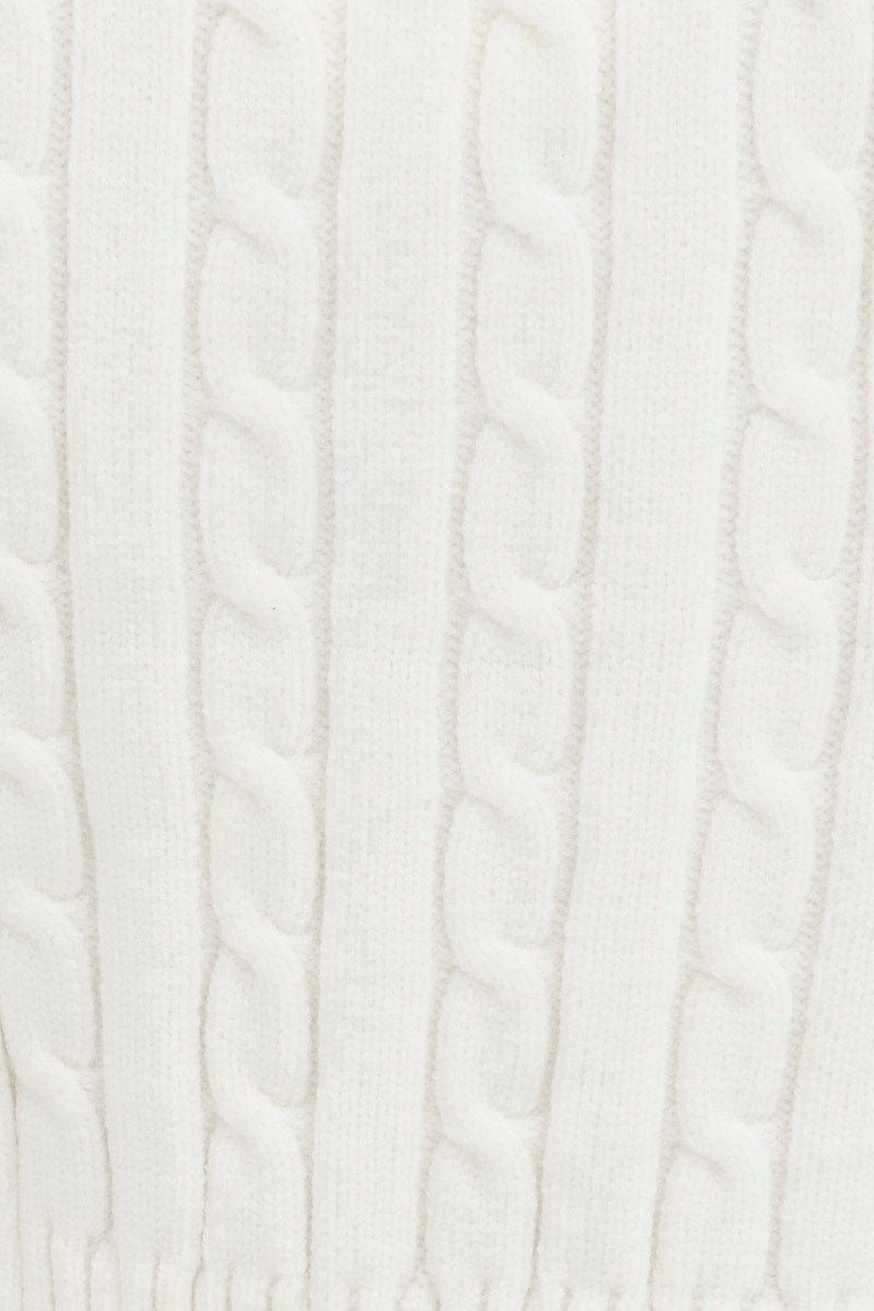 White Knit Vest V-Neck Cabled sold by Ally Fashion product image thumbnail 6