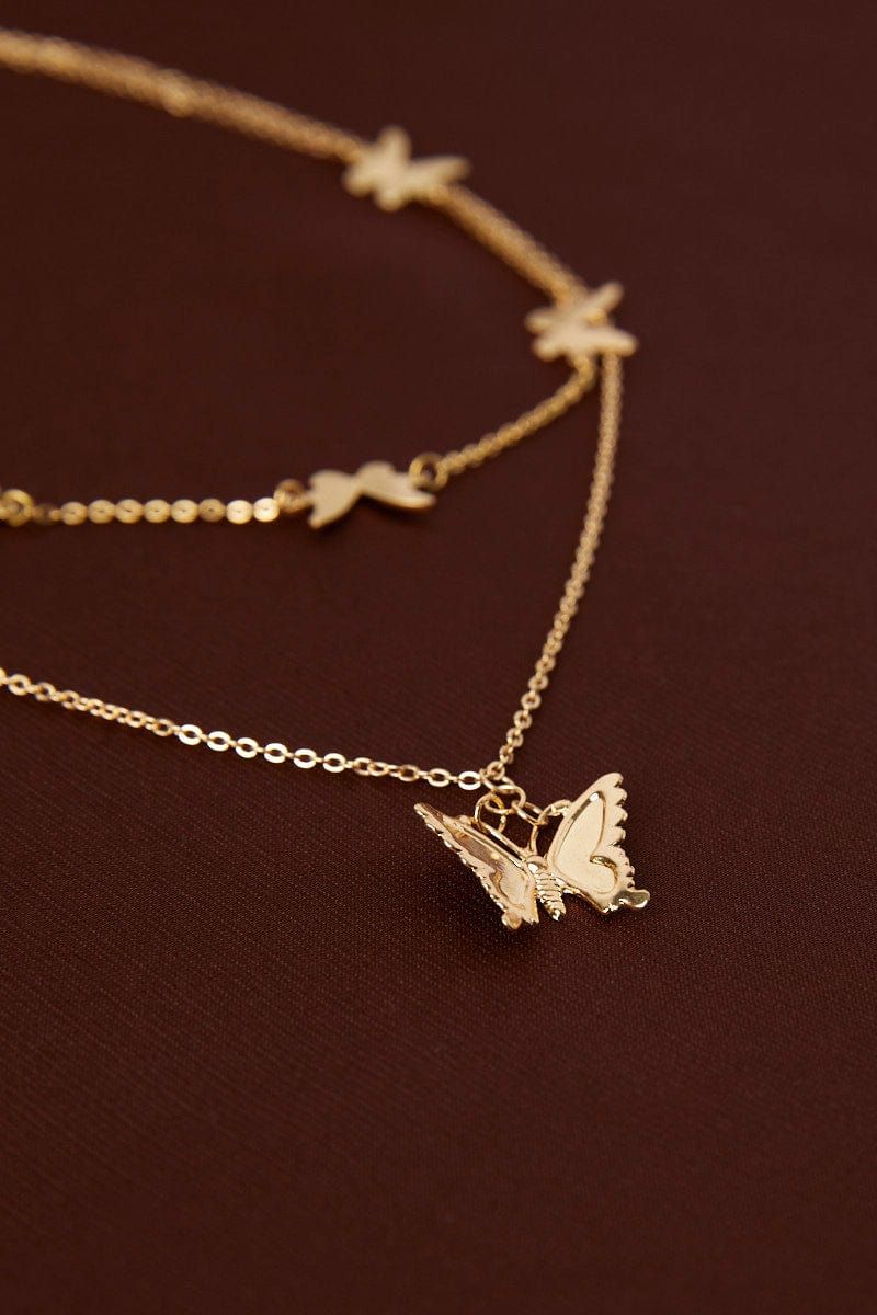 Gold Butterfly Charm Detail Layered Necklace sold by Ally Fashion product image thumbnail 2