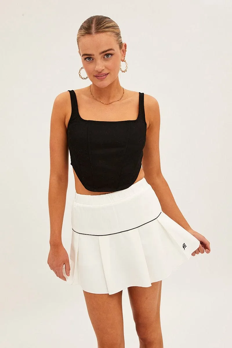 White Pleated Tennis Mini Skort Skirt sold by Ally Fashion