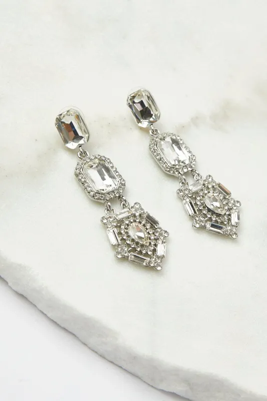 Metallic Crystal Dangle Earrings sold by Ally Fashion