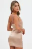 Beige Mini Dress Strapless Corset Detail Satin sold by Ally Fashion