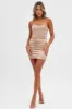 Beige Mini Dress Strapless Corset Detail Satin sold by Ally Fashion