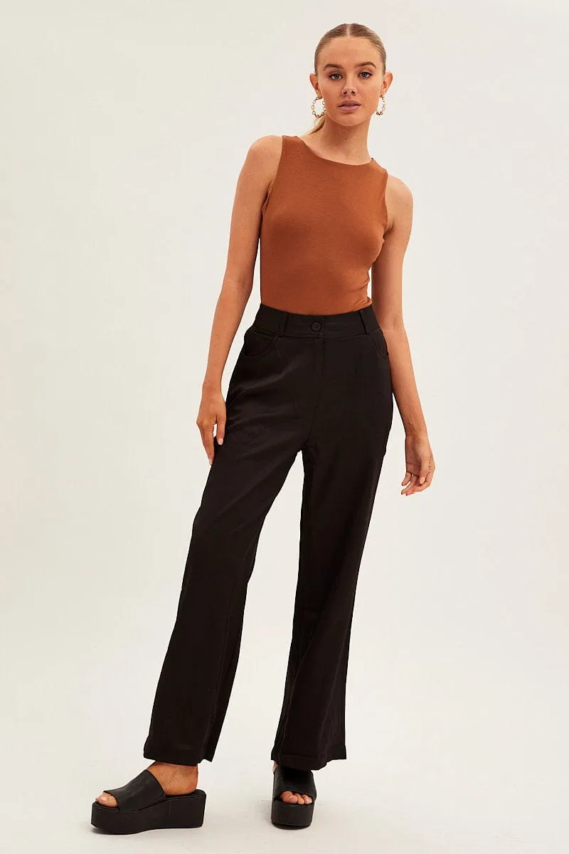 Black Wide Leg Pants High Rise sold by Ally Fashion product image thumbnail 3