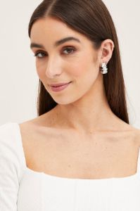 Metallic Rhinestone Cuff Hoop Earrings sold by Ally Fashion
