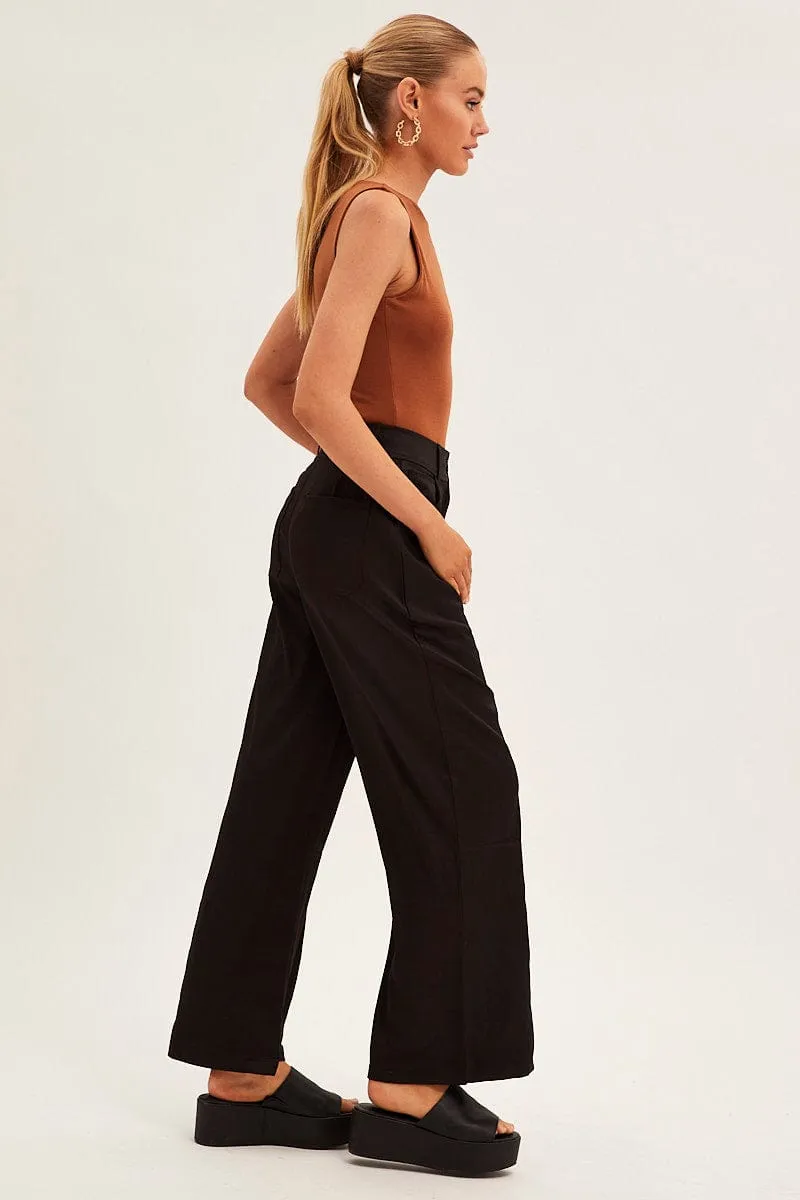 Black Wide Leg Pants High Rise sold by Ally Fashion product image thumbnail 4
