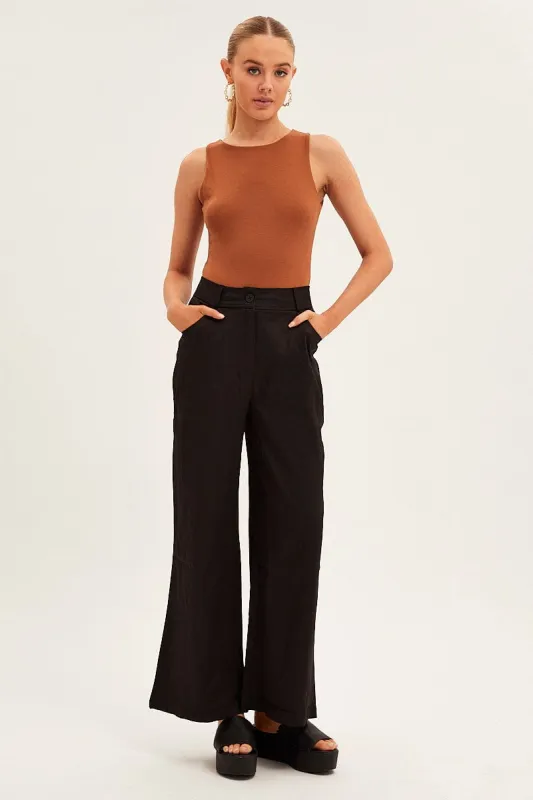 Black Wide Leg Pants High Rise sold by Ally Fashion