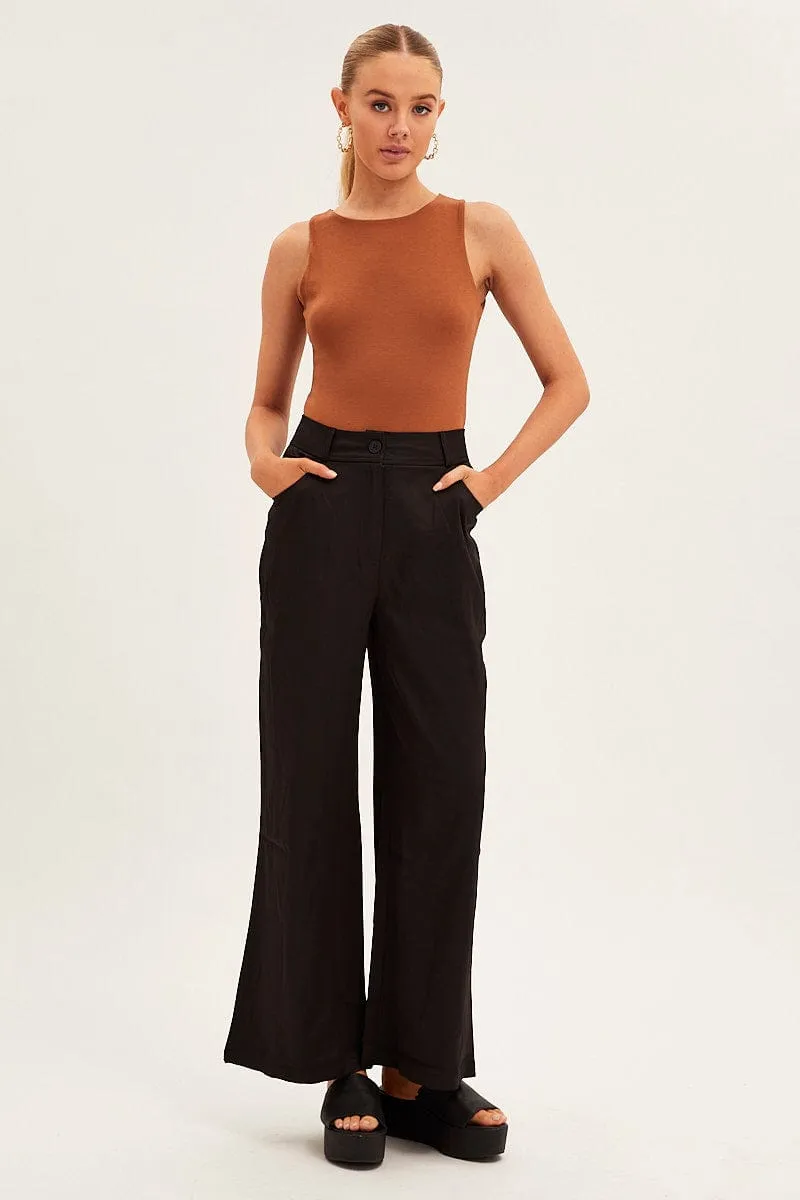 Black Wide Leg Pants High Rise sold by Ally Fashion