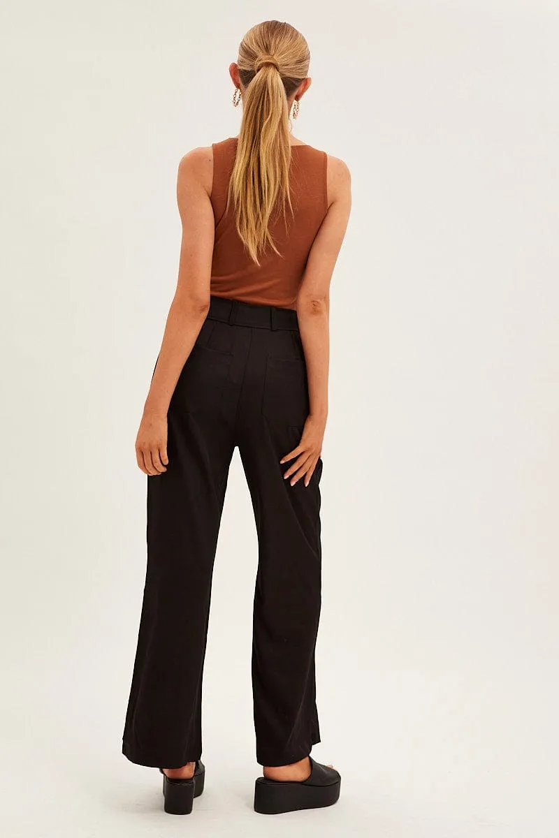 Black Wide Leg Pants High Rise sold by Ally Fashion product image thumbnail 5