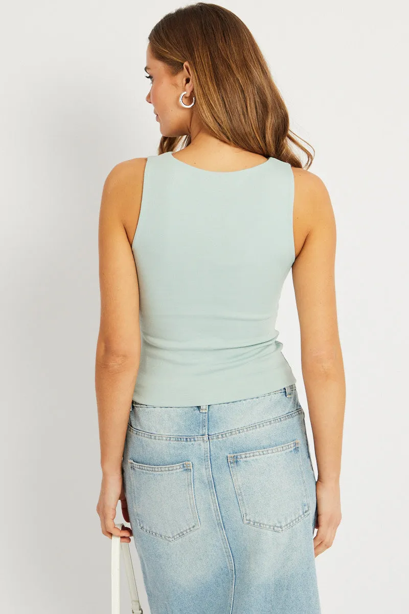 Green Tank Top Sleeveless Boat Neck sold by Ally Fashion product image thumbnail 4