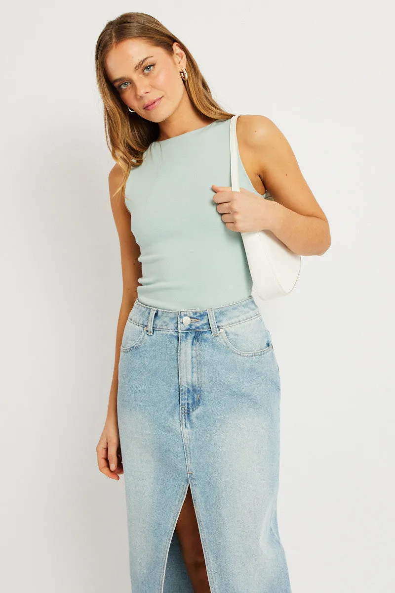 Green Tank Top Sleeveless Boat Neck sold by Ally Fashion