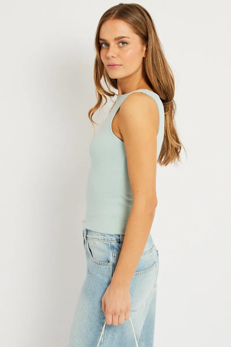 Green Tank Top Sleeveless Boat Neck sold by Ally Fashion product image thumbnail 5