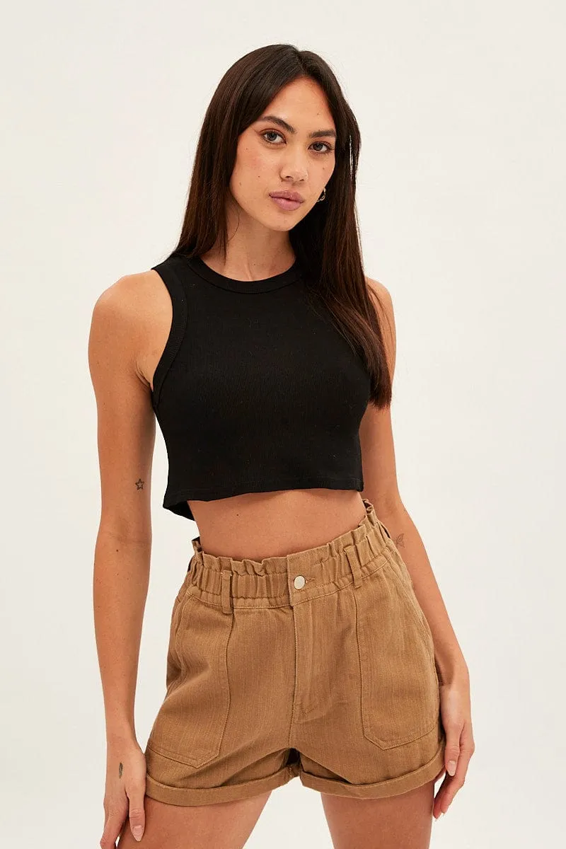 Black Tank Top Sleeveless Crew Neck sold by Ally Fashion